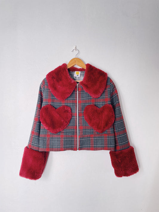 Fluffy Heart Jacket Tartan (PRE ORDER)