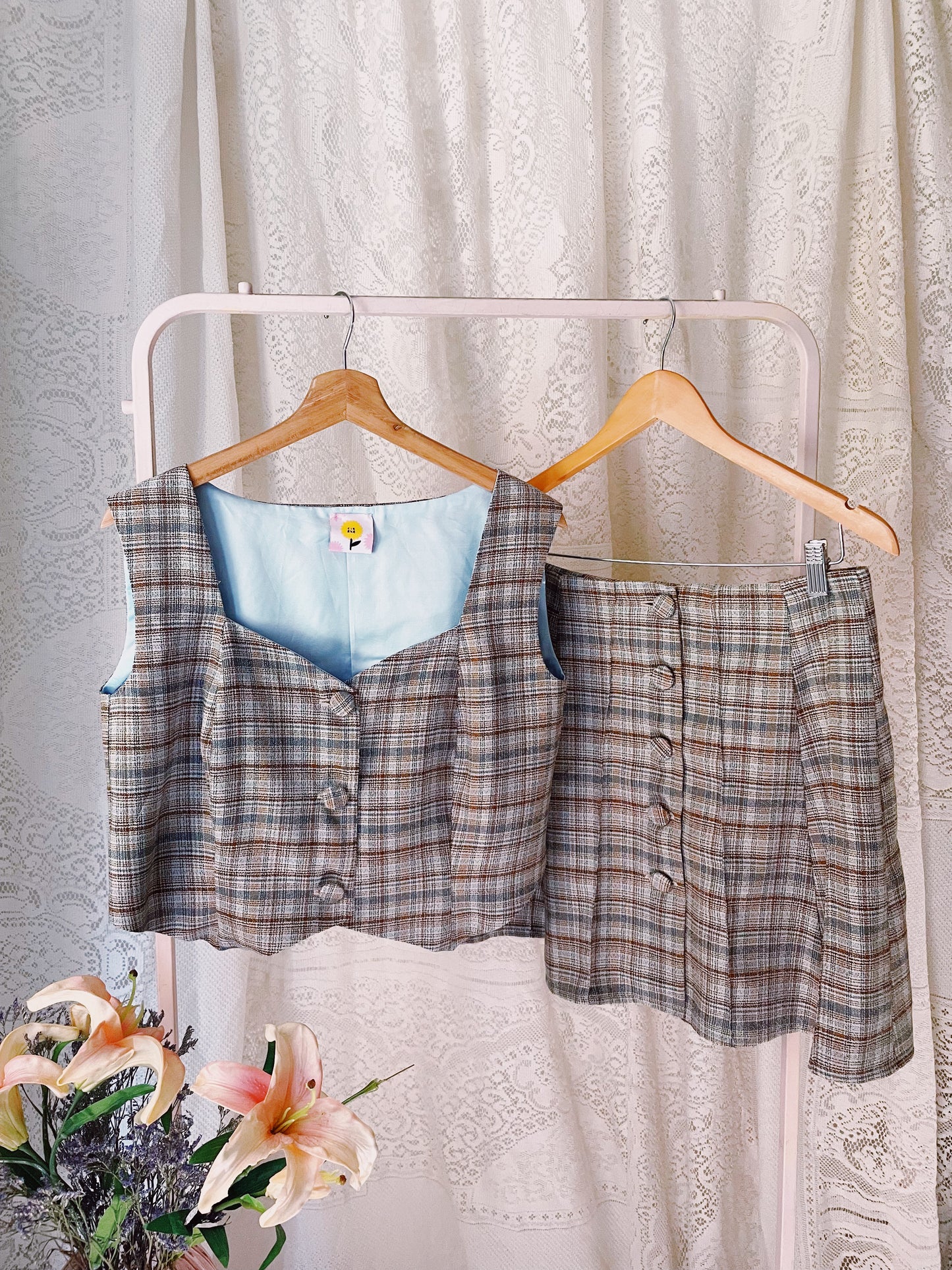 Vest Heart Tartan celeste STOCK