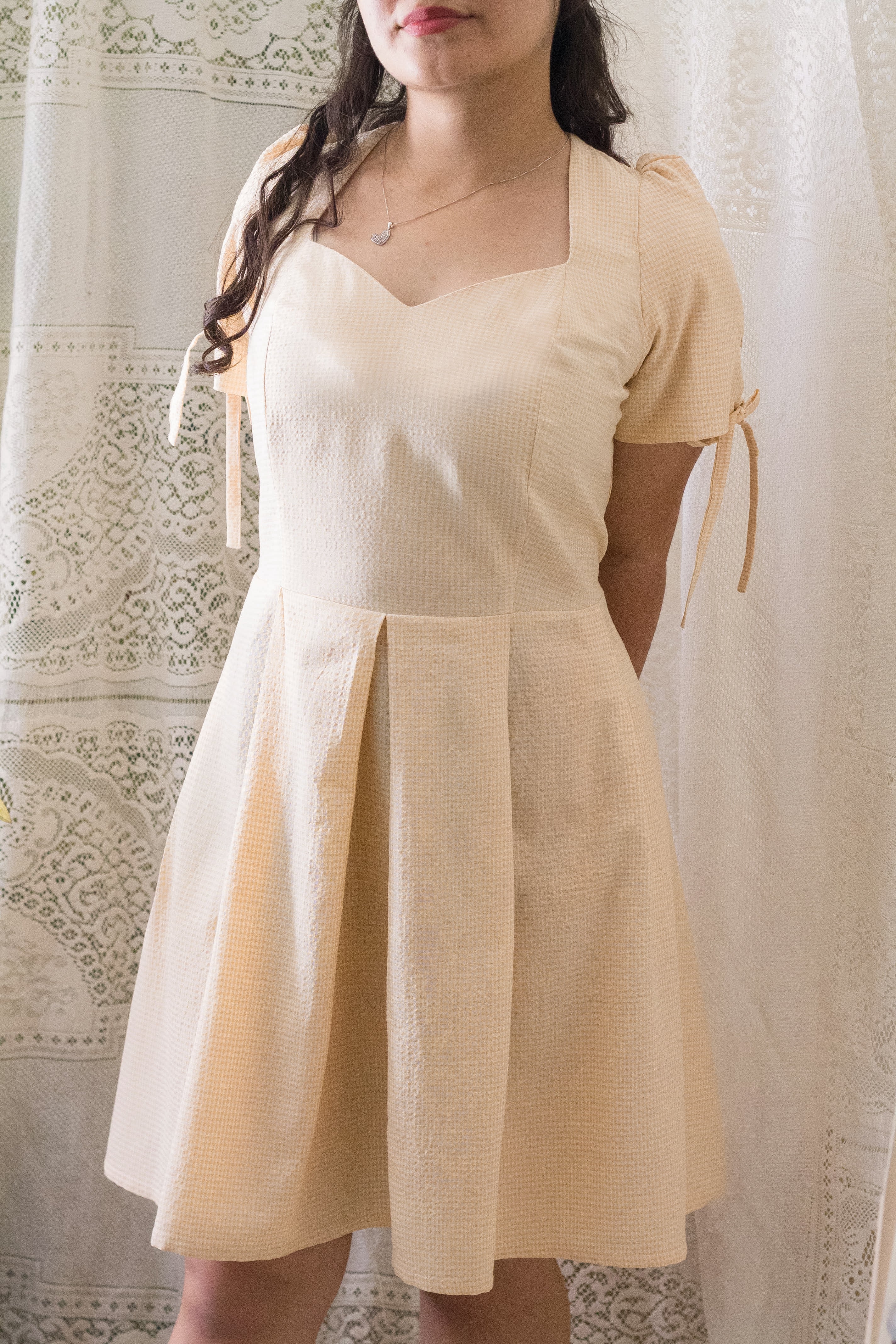 Vestido mini heart amarillo cuadritos