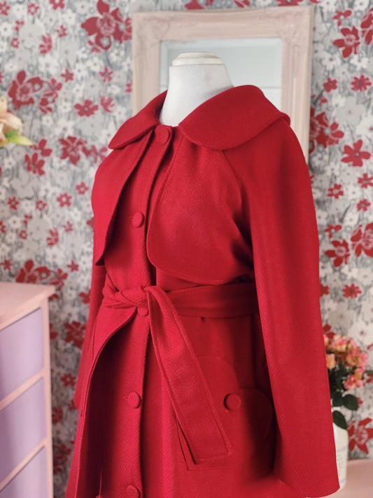 Abrigo Gabardina Rojo 100% Lana