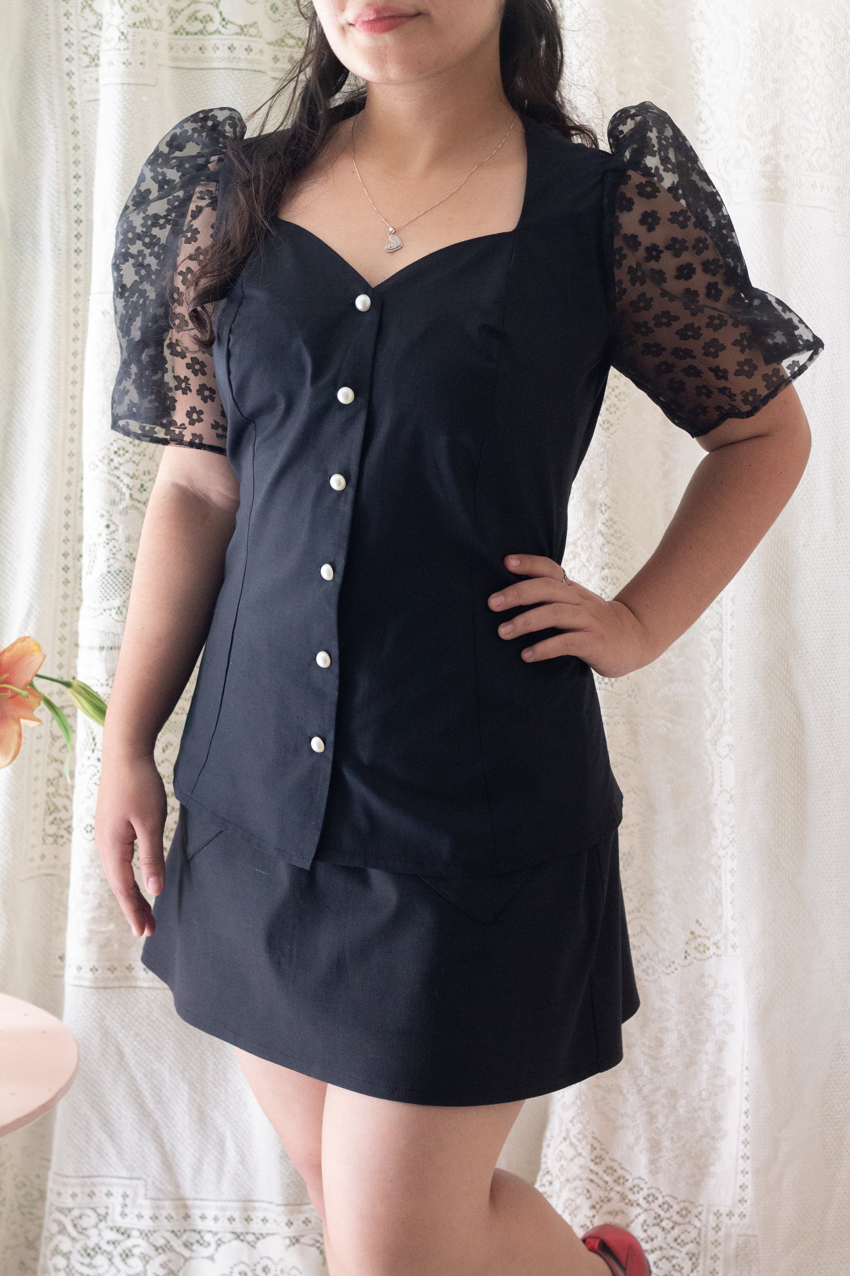 Blusa Heart Algodon negro