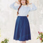 (PRE ORDER)  Falda Sandy Blue midi