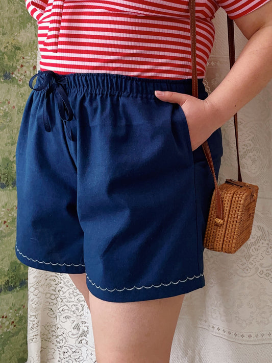 Short Bordado Lino Azul marino (PRE ORDER)