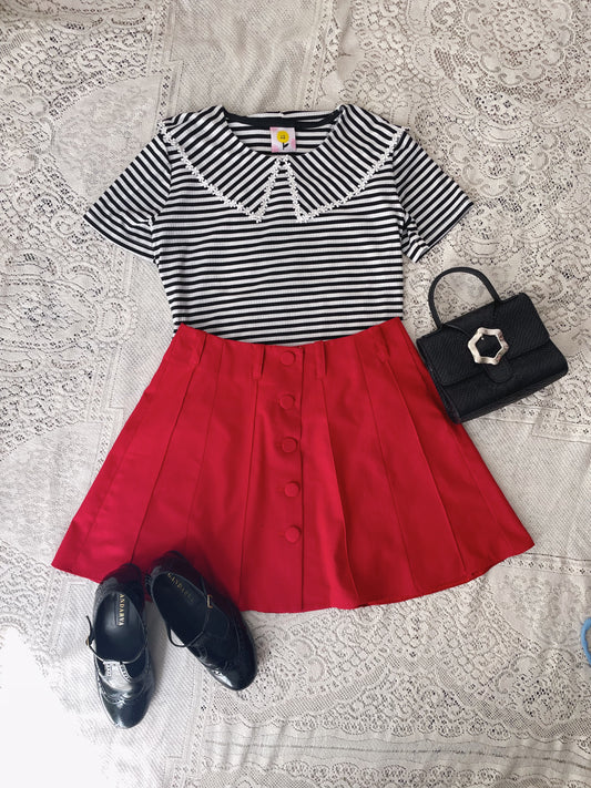 (STOCK) Falda Lilly lino- ROJO