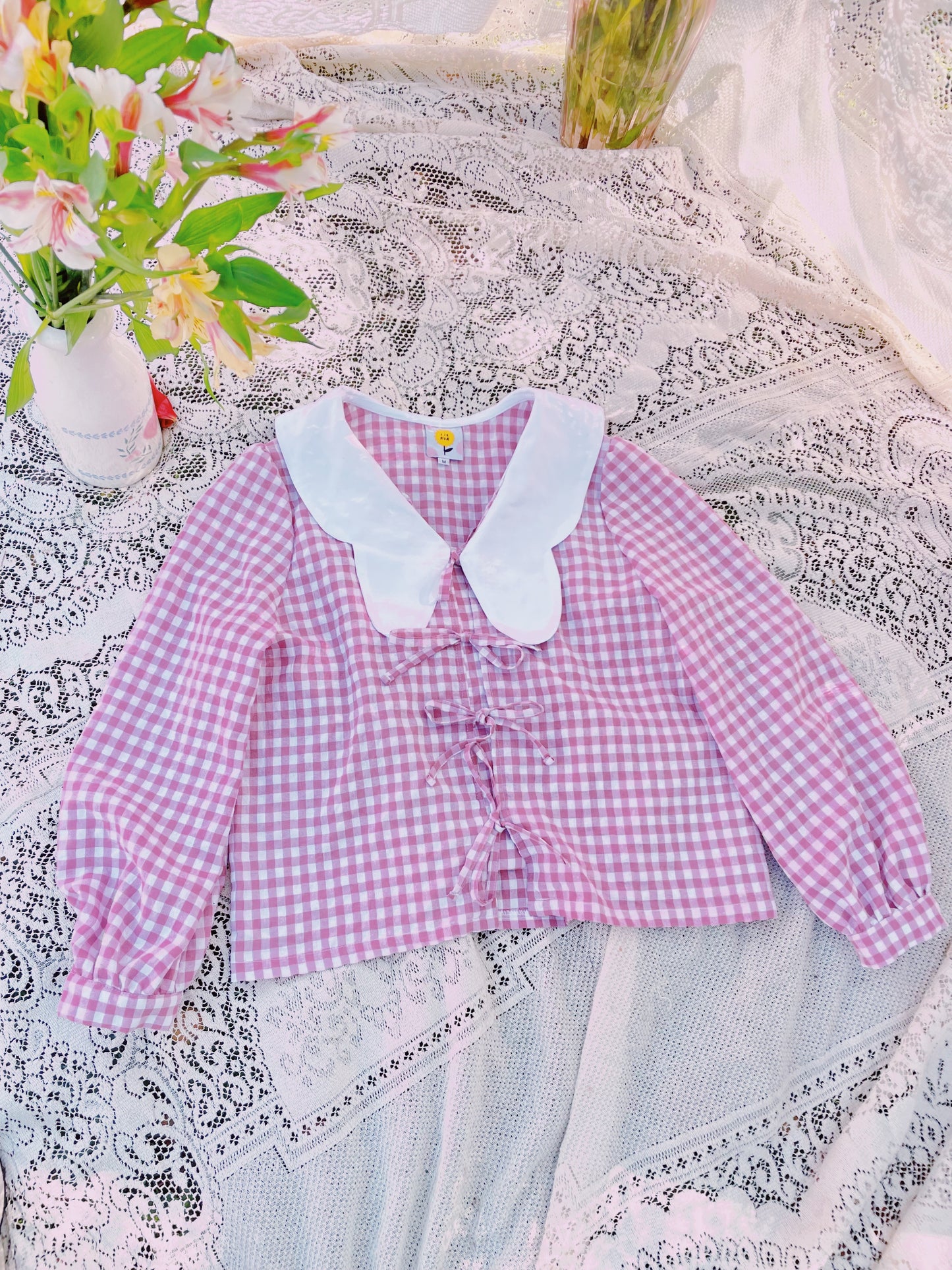 (PRE ORDER) Blusa Mariposa Gingham Rosa